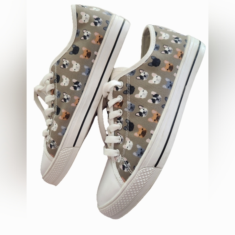 French Bulldog Canvas Low Sneakers